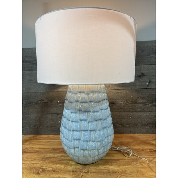 Uttermost Talima Blue Crackle Glaze Ceramic Table Lamp 29” Brushed Nickel - Picture 1 of 13